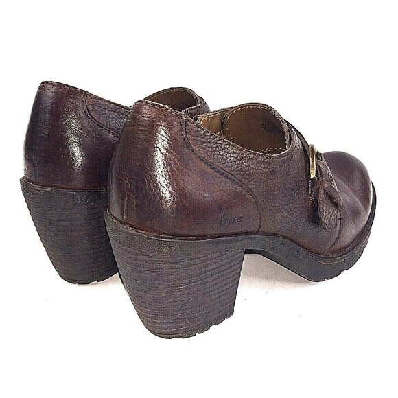 Born b.o.c. Womens Brown Leather High Heel Booties Side-Zip Buckle US sz 10 - Picture 5 of 12